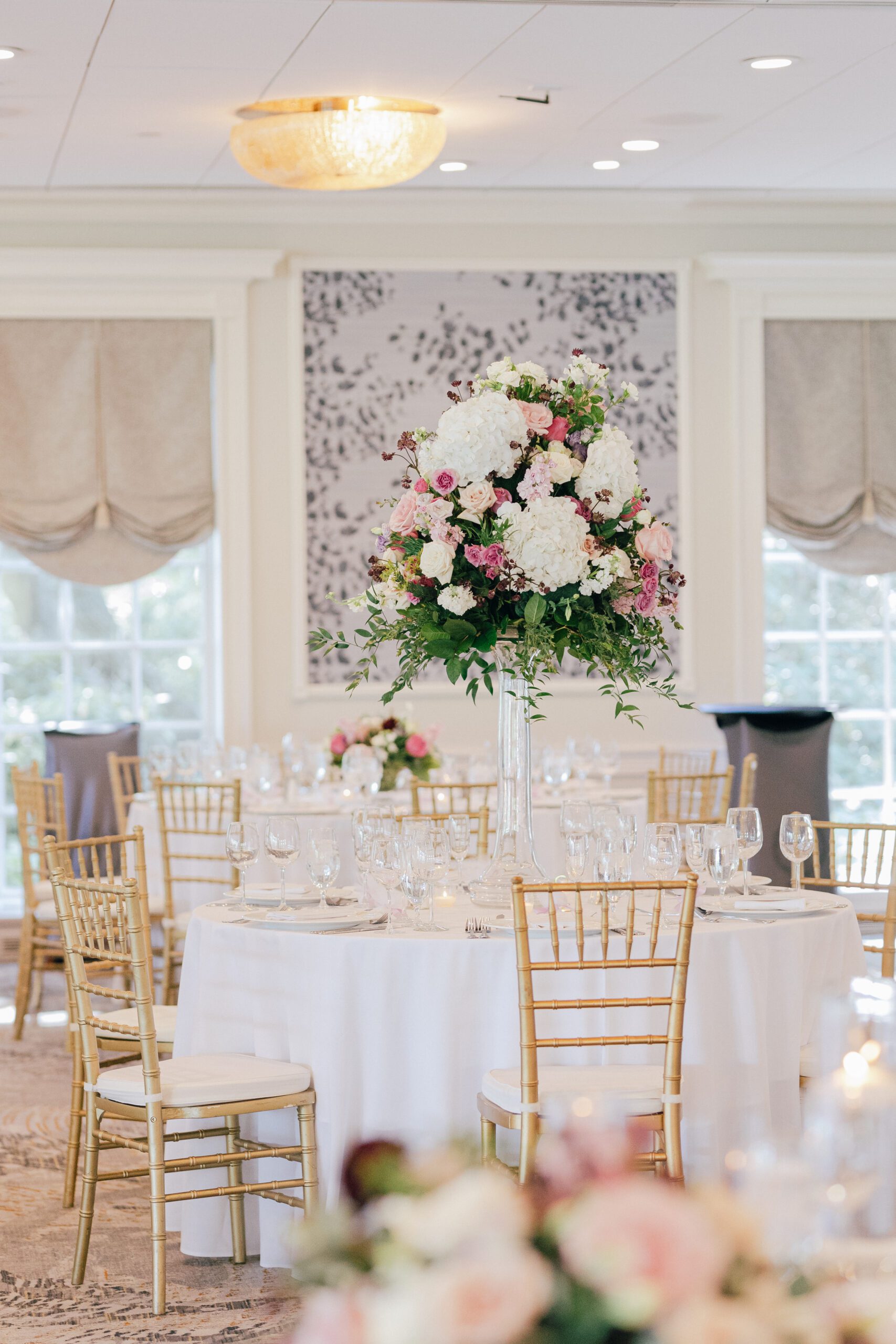Luxury estate wedding reception design with candles and floral tablescape in Richmond, VA